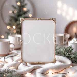 Weihnachtsrahmen Mockup 200x250, Weihnachtstischschild Mockup, Feiertagstischschild Mockup, Wintertischnummernschild Mockup, Weihnachtsbarschild