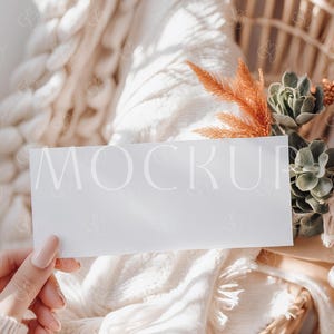 Surprise Boho-cadeaubonkaartmodel, cadeaubonmodel 7 x 3, instapkaartmodel, mockup verjaardagsreiskaart, mockup couponcode