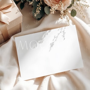 5X7 Mockup de cartão de felicitações, Mockup horizontal de convite de casamento Boho, Mockup horizontal de convite de papelaria, Mockup horizontal de cartão de agradecimento