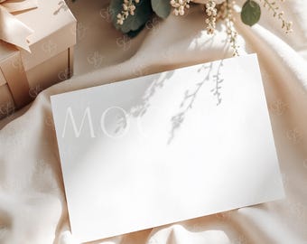 5X7 Greeting Card Mockup, Boho Wedding Invite Horizontal Mockup, Stationery Horizontal Invitation Mockup, Horizontal Thank You Card Mockup