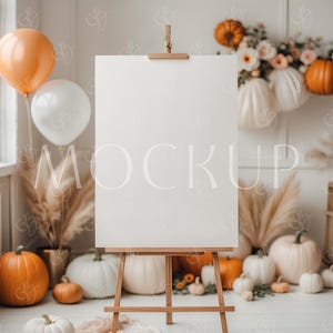 Herbst Willkommensschild Mockup, 18x24 Halloween Willkommensschild Mockup, Herbst Kürbis Poster Schild Mockup PSD, Halloween Party Willkommensschild Mockup