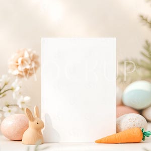 5x7 Convite de Páscoa Mockup, Convite de Primavera Mockup, Cartão de Páscoa Boho Mockup, Cartão de Saudação de Páscoa Mockup PSD, Cartão de Feriado de Primavera Mockup