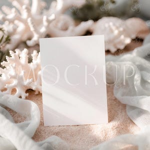 Maqueta de invitación de playa, maqueta de tarjeta de despedida de soltera costera, maqueta de invitación de boda oceánica de 5x7, maqueta de invitación de boda de verano, maqueta de tarjeta con temática marina