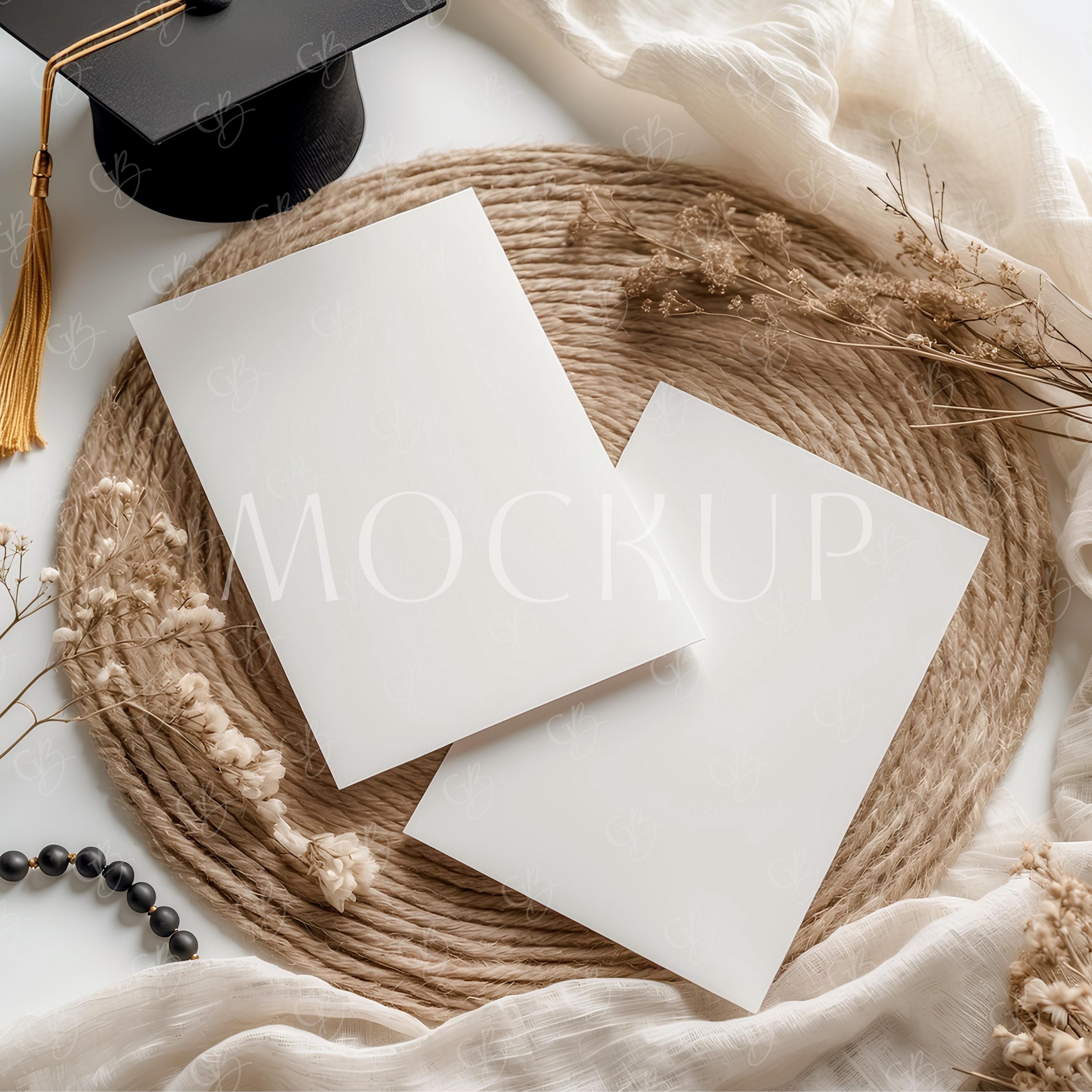 Double Graduation Greeting Invitation Mockup 5x7, High School Invite ...