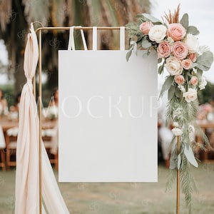 Mockup di tabella dei posti a sedere minima, mockup di cartello per matrimonio semplice Boho 18x24, mockup di poster per baby shower, mockup di cartello di benvenuto Boho Easel per cancelleria