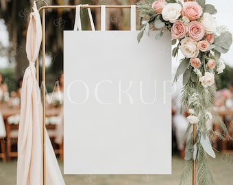 Minimal Seating Chart Mockup, Boho Simple Wedding Sign 18x24 Mockup,  Baby Shower Poster Mockup, Boho Easel Welcome Sign Stationery Mockup