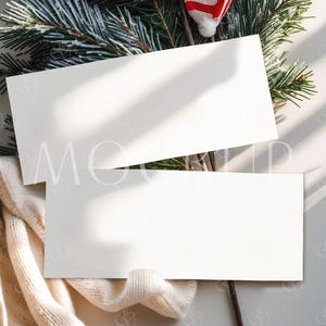 Doppelkarte 7x3 Mockup, beidseitig Urlaubskarte & Zertifikat Mockup, Weihnachtsgeschenk Karte Mockup, Geschenkgutschein Weihnachten Mockup