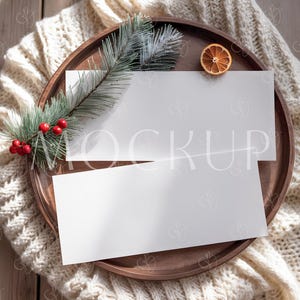 Zwei Seiten Urlaubskarte & Zertifikat Mockup 200x300, Weihnachtsgeschenk Karte Mockup, Gutschein Weihnachten Mockup, Double Ticket Mockup