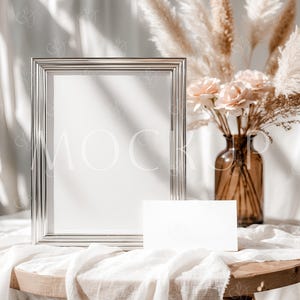 Boho luier loterij kaartmodel, hoeveel kussen vrijgezellenfeest spelmodel, Mommy's Belly babyshower bord en kaartenset 8 x 10 en 3,5 x 2 mockup