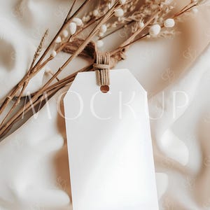 Boho Hochzeit Rechteck Mockup PSD, Dankeschön-Tag Mockup, Boho Neutral Gefälligkeiten Mockup, Geschenkanhänger Mockup 5x9,5 cm, Label Favor Tag Mockup