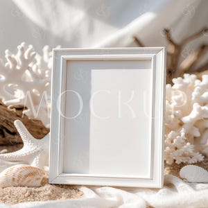 Maquette de panneau de table de menu de mariage de plage, maquette de carte de signe de numéro de table de table côtière, maquette de signe de table de cadre 8 x 10 océan, maquette de signe de table d'été