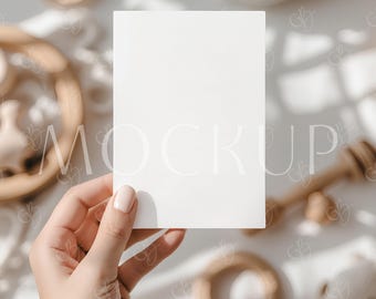 Boho Baby Shower Invite Card Mockup, Gender Neutral Baby Shower Mockup, Children Birthday Party Invite Mockup, Invite And Insert Card Mockup