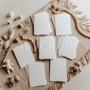 Maqueta de juego de siete tarjetas de 5 x 7 estilo bohemio, maqueta de juegos para baby shower, maqueta de tarjetas para baby shower, maqueta de juego de tarjetas para fiesta de bebé estilo bohemio, maqueta de juegos