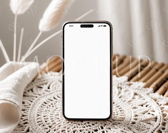 Smartphone Mockup, iPhone Screen Mockup, Mobile Mockup, Digital Invitation Mockup, Elegant Electronic Invitation Mockup, Boho Device Mockup