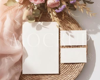 Conjunto de convites para chá de bebê (5x7, 3,5x2), sorteio de fraldas e modelo de cartão de agradecimento, elegante cartão postal PSD.