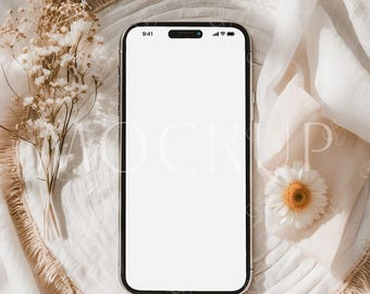 Boho Mobile Mockup, Device Mockup, Electronic Invitation Mockup, Smartphone Mockup, Elegant  iPhone Screen Mockup, Digital Invitation Mockup