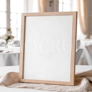 Holzrahmen Menü Mockup 200x250, Hochzeit Tischschild Mockup, Tabletop Mockup, Tischnummer Beschilderung Karte Mockup, Holzrahmen Tischschild Mockup