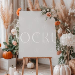 18x24 Halloween Willkommensschild Mockup, Herbst Kürbis Poster Zeichen Mockup PSD, Herbst Willkommensschild Mockup, Halloween Party Willkommensschild Mockup