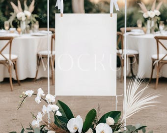 Boho Simple Wedding Sign Mockup,  Baby Shower Poster Mockup, Minimal Seating Chart Mockup 18x24, Boho Easel Welcome Sign Stationery Mockup