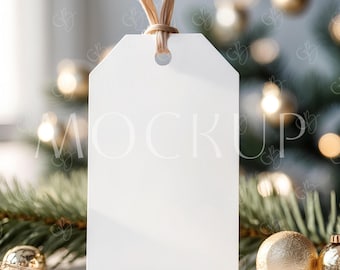 Christmas Holiday Tag Mockup, 2X3.5 White Rectangle Xmas Tag Mockup, Wedding Winter favor tag mockup, Baby Shower Xmas Thank YouTag Mockup