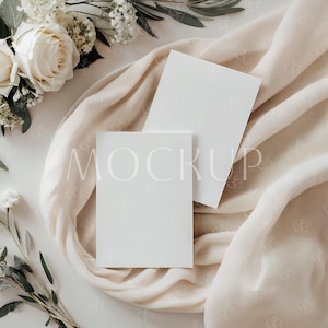 Zwei Seiten Kartenmodell, Boho Doppel 5x7 Einladung Mockup, Boho Brautparty Einladung Mockup, Neutrale Töne Hochzeitseinladung Mockup