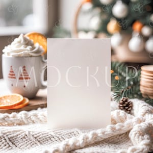 Maqueta de tarjeta de invitación navideña estilo bohemio, maqueta de tarjeta de invitación navideña en formato PSD, maqueta de postal navideña de 5x7, maqueta de tarjeta de invitación de Año Nuevo invernal
