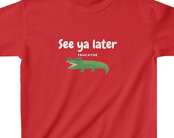 Camiseta del último día de clases, camiseta, hasta luego educador, caimán, camiseta pesada juvenil Gildan