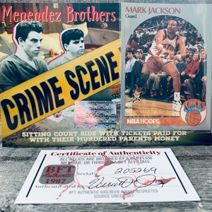 Cartão de Mark Jackson do Hoops dos Irmãos Menendez de 1990 - Memorabilia de Crimes Reais