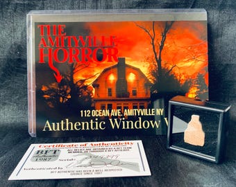 Artefacto de ventana de la casa del terror de Amityville, reliquia de madera embrujada