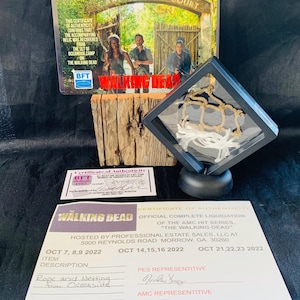 Adereço autêntico das filmagens de The Walking Dead em Oceanside, em exibição com certificado de autenticidade.