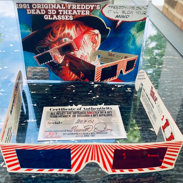 1991 Nightmare on Elm Freddy Krueger 3D Glasses with COA