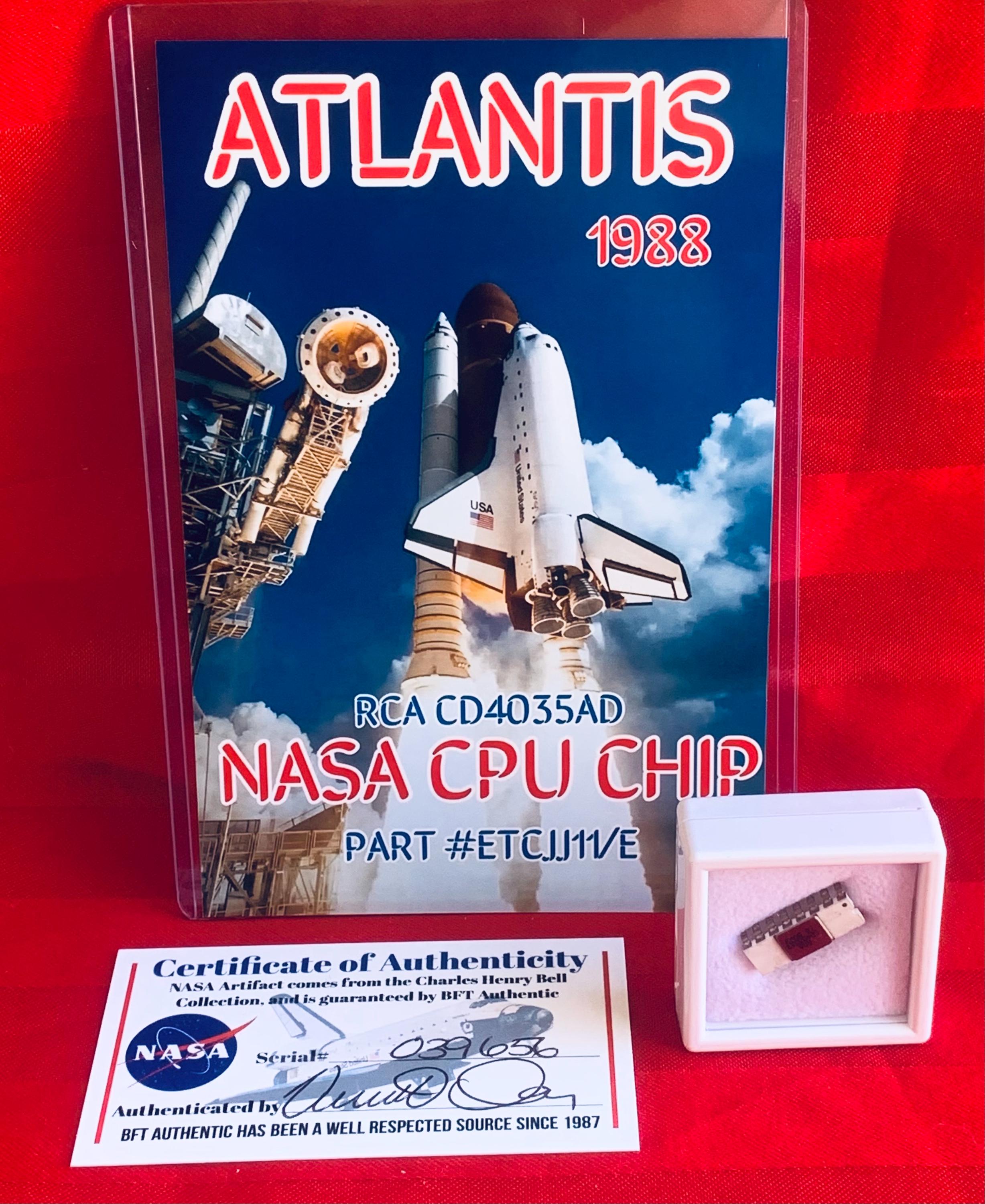 NASA Space Shuttle Atlantis Authentic CPU Chip Charles Bell