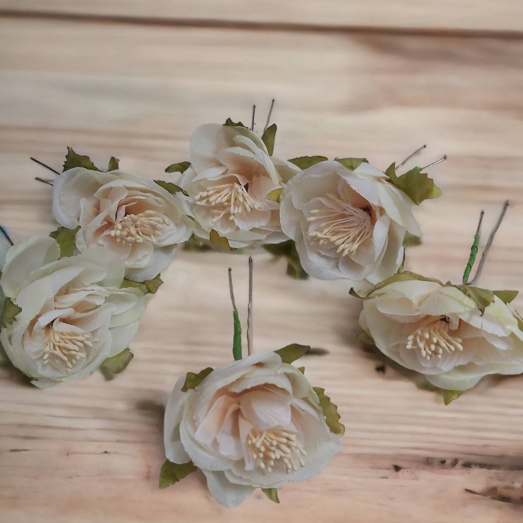 Cherry Blossom Hair Pins, Pink Flowers Hair Pins, Bridesmaids Hair Pins