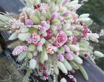 Dried flowers bridal bouquet, wedding bouquet, white, beige dusky pink natural flowers wedding bouquet