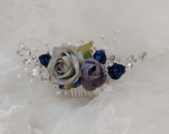 Flower Hair Comb, floral bridal hairpiece, Rose hair comb,  wedding hair accessory, Crystal hair comb