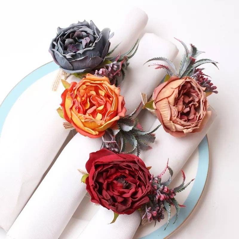 Silk flower shop napkin rings