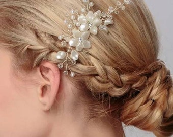 Bridal hairpiece, bridal hair accessory, bridal hair jewelry,  bridal hair accessories, bridal silver hair comb