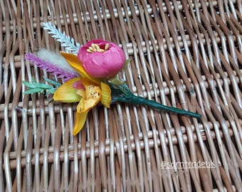 Wedding buttonhole,  Orchids boutonniere,  groom buttonhole,  wedding buttonhole,  purple and yellow flower buttonhole, wedding buttonhole