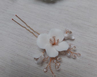 Ceramic flowers hair pins, bridal Ceramic flowers hair pins, bride hairpins, bridesmaids hair pins, bridal hair accessory