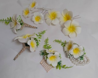 Pulmeria flowers hair pins,  bridesmaids hair pins,  bride hairpins, Huawei flowers