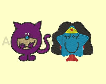 Wonder Woman , Cat Woman Embroidery design 8 Size INSTANT download machine embroidery