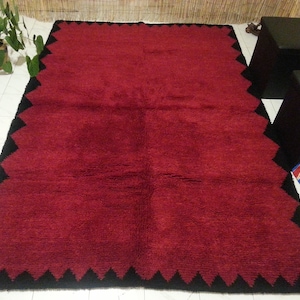 Morrocan Rug Red and Black Kilim Shag Azilal Rug Wool Beni ourain Rug Tulu Rug Shaggy Moroccan Rug Black Friday Flokati Berber Rug Rya Rug