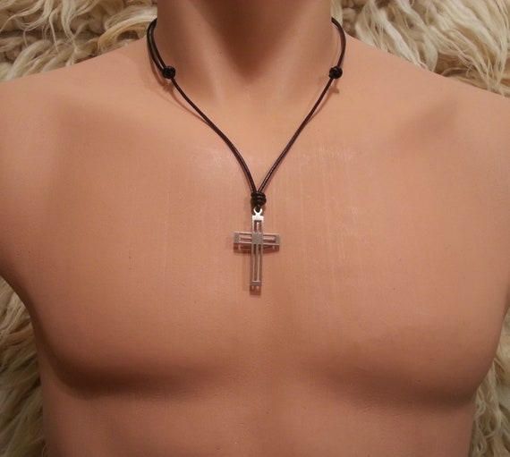 Peora Mens Vintage Angel Wing Cross Pendant Brown Leather Cord Necklace  Chain : Amazon.in: Fashion