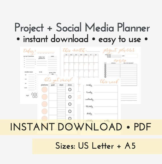 printable social media planner size a5 letter marketing printable small business tracker digital marketing business plan planner digital media planner