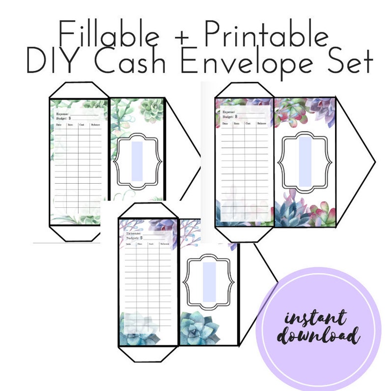 editable diy cash envelopes fillable budget envelopes cash etsy