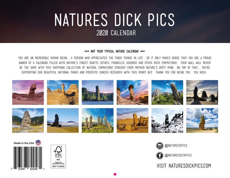 Natures Dick Pics 2020 Wall Calendar Funny Gifts Man Gift Etsy
