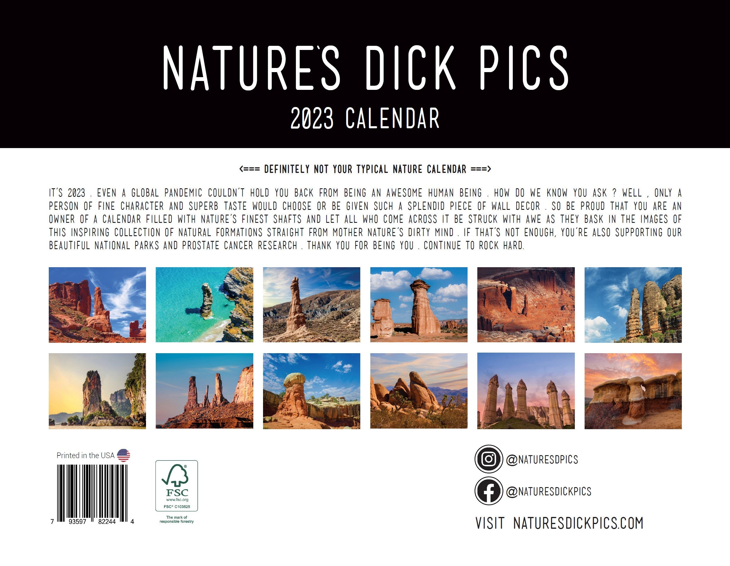 Natures Dick Pics 2023 Wall Calendar Funny Gifts Man Gift Etsy