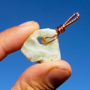 Caribbean Blue Calcite Copper Wire Wrap Pendant - Pakistan