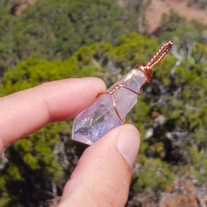 Vera Cruz Amethyst Copper Wire Wrap Pendant - Mexico - 8.6 grams