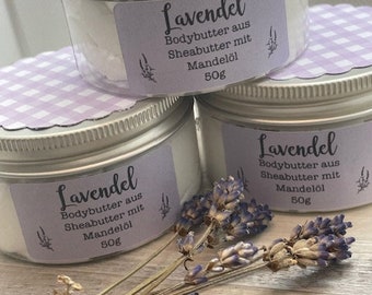 Lavendel Sheasahne mit Mandelöl - Bodybutter - Soapisch